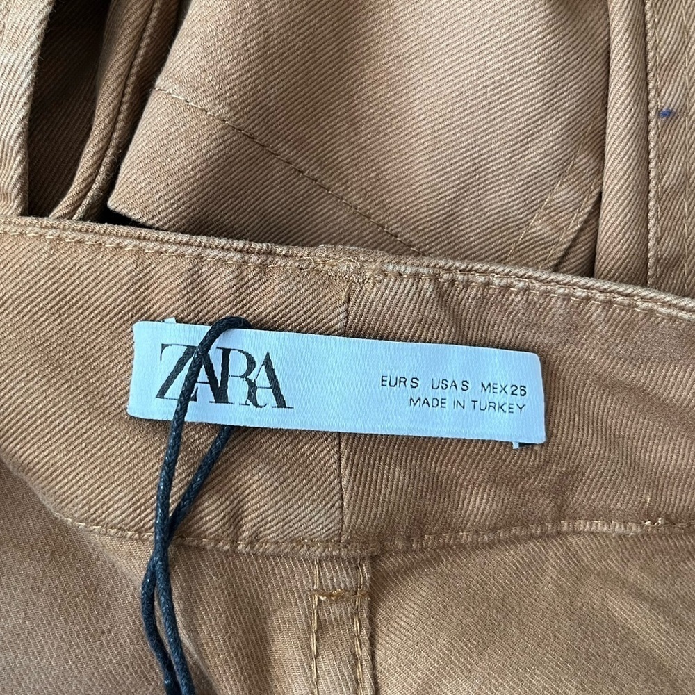 ZARA SNAP BUTTON CUFFED PANTS-TAUPE BROWN-7149/240 - Picture 9 of 10